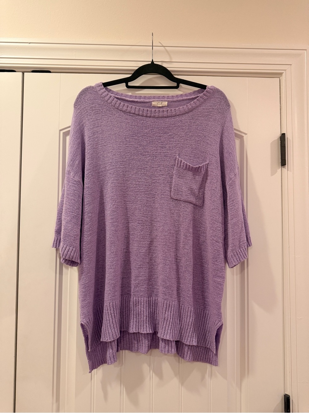 easel Lilac Scoop-Neck Pocket Sweater